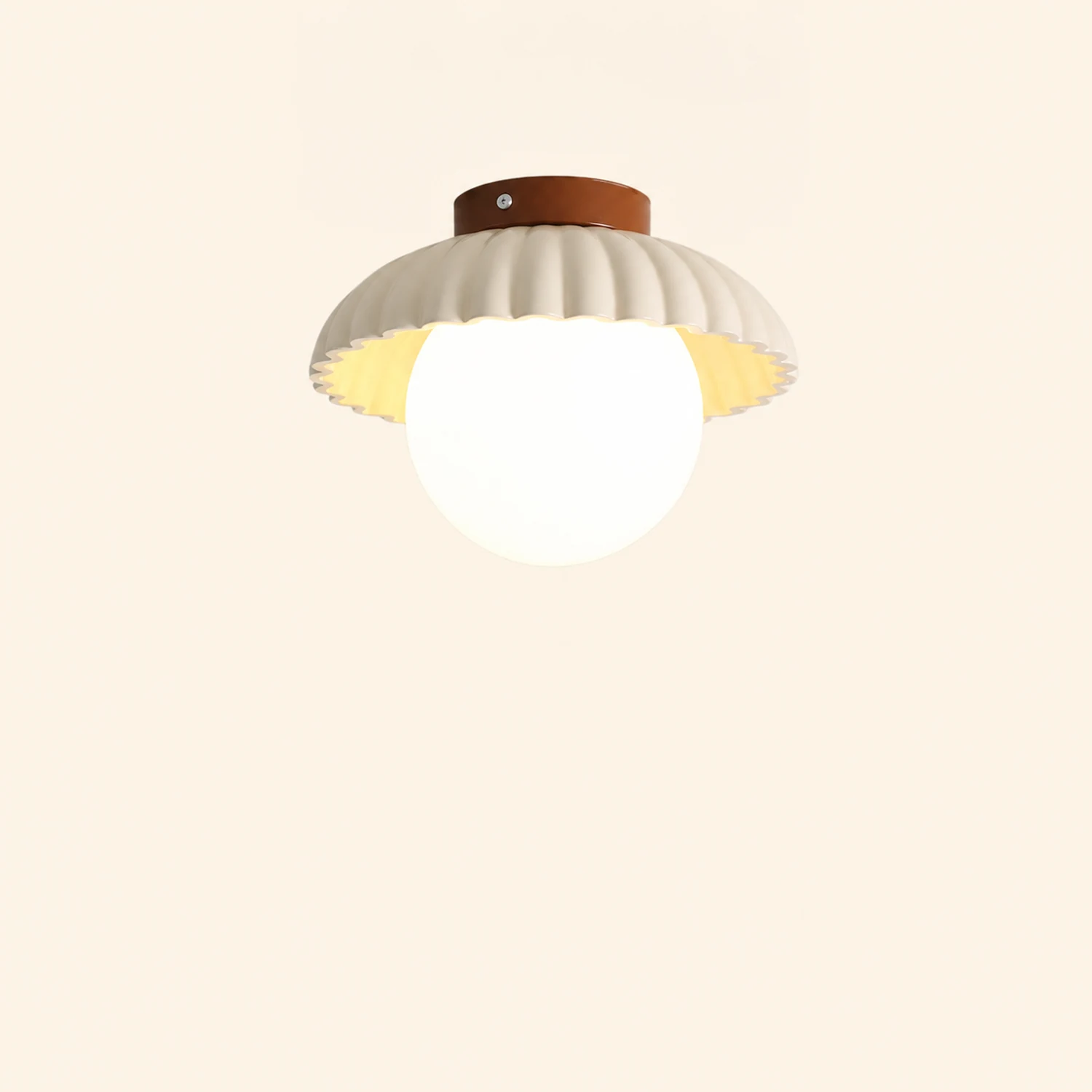 French Creamy Glass Stained Ceiling Light - Lumpaz