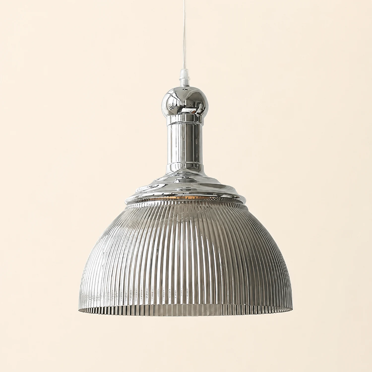 Ribbed Chrome Pendant Lamp - Lumpaz