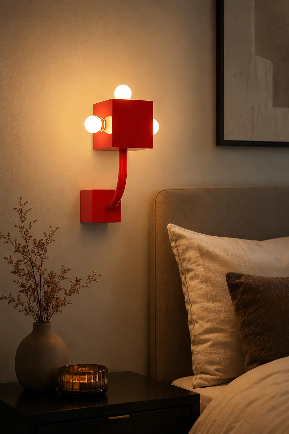 Red Cube Wall Lamp - Lumpaz
