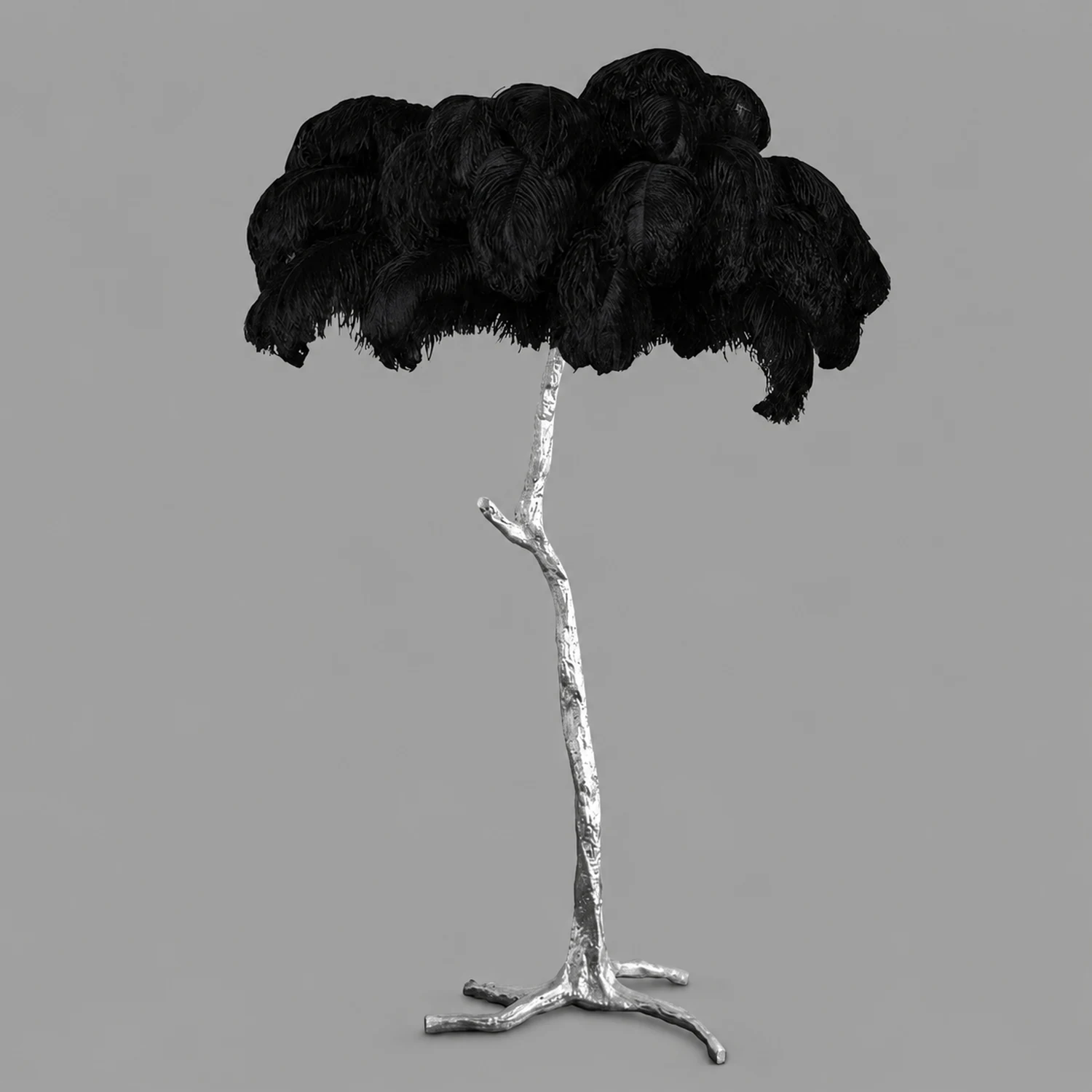Ostrich Feather Brass Floor Lamp - Lumpaz