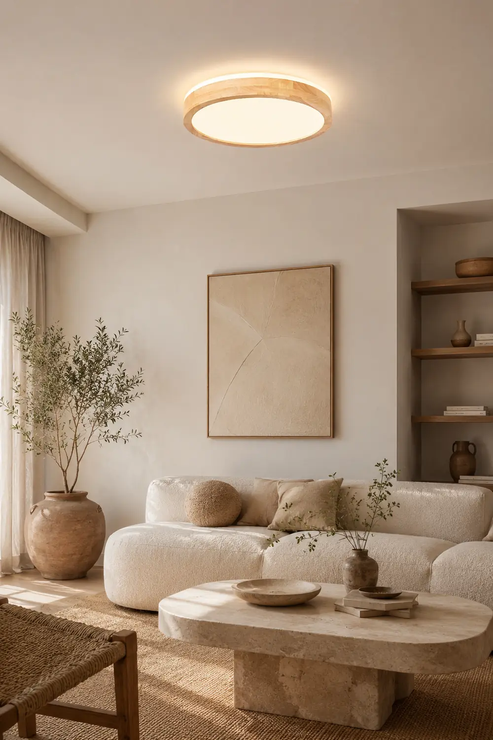 Natural Wood LED Round Ceiling Light - Lumpaz