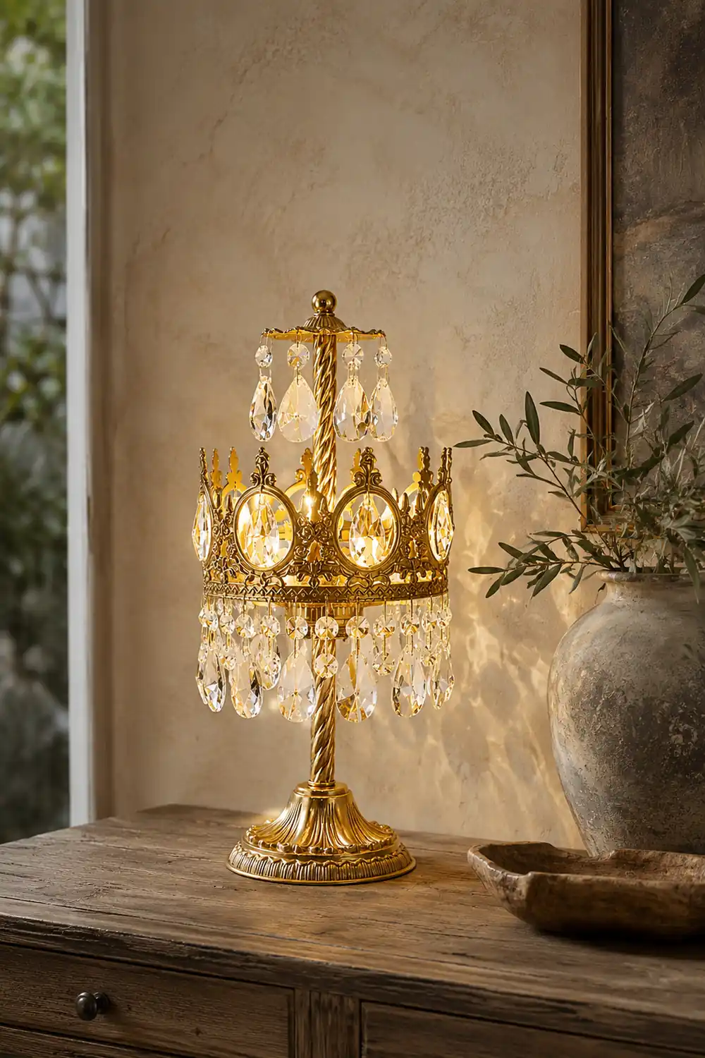 Vintage Crystal Table Lamp - Lumpaz