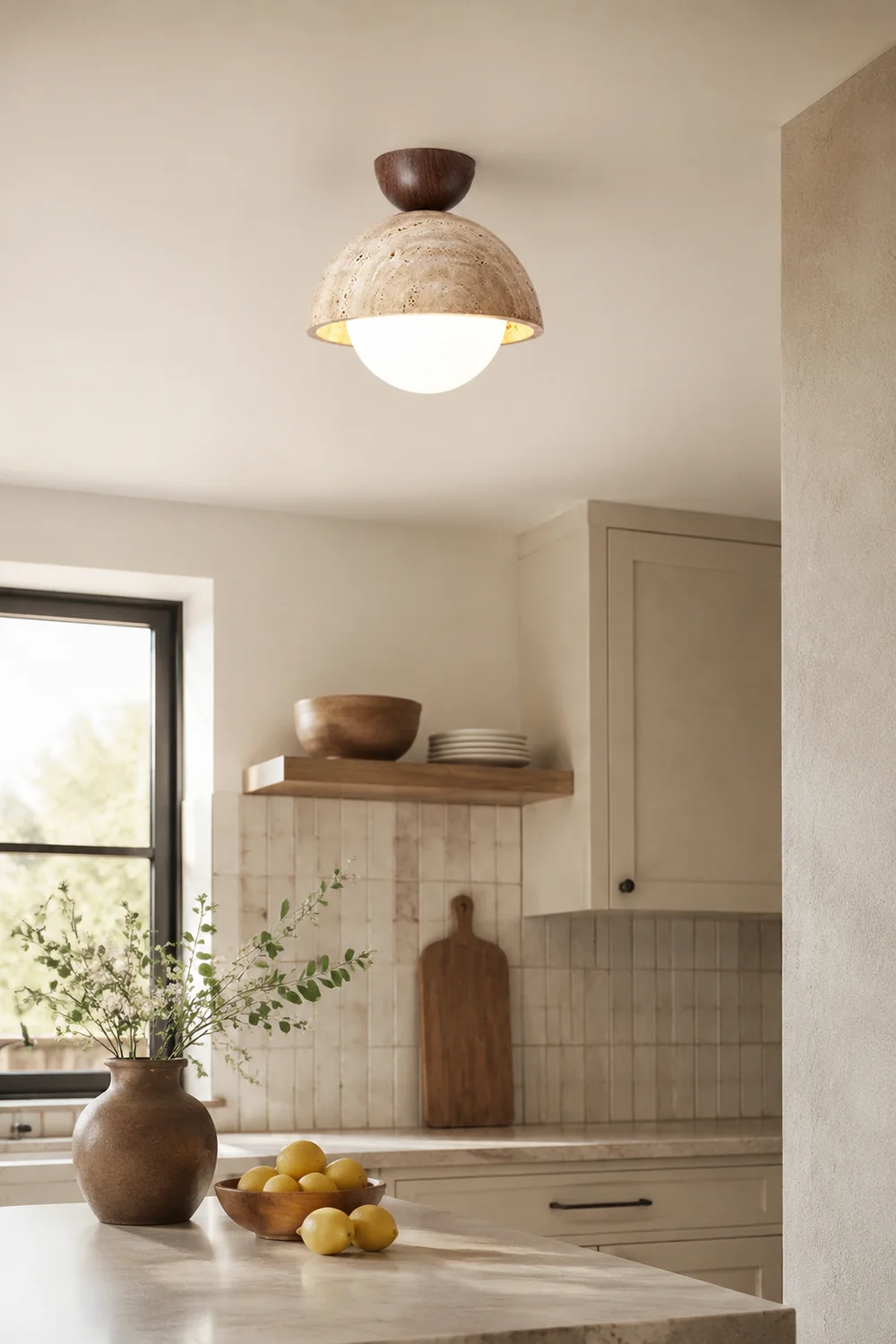Retro Stone Industrial Yellow Ceiling Light - Lumpaz