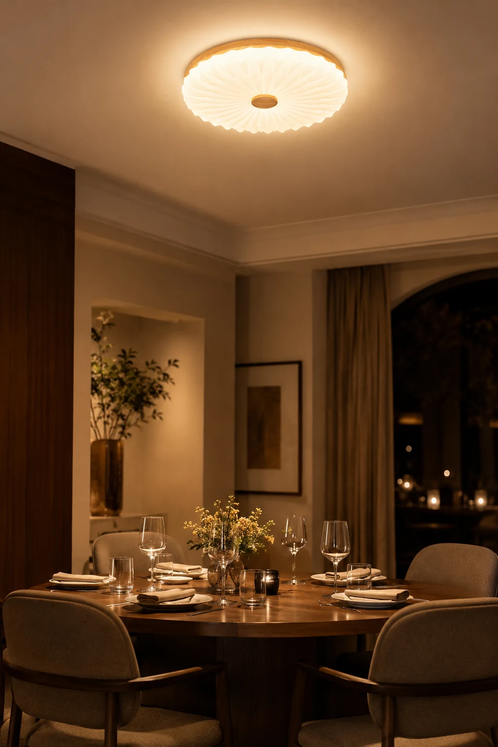 Vintage White Round LED Ceiling Light - Lumpaz