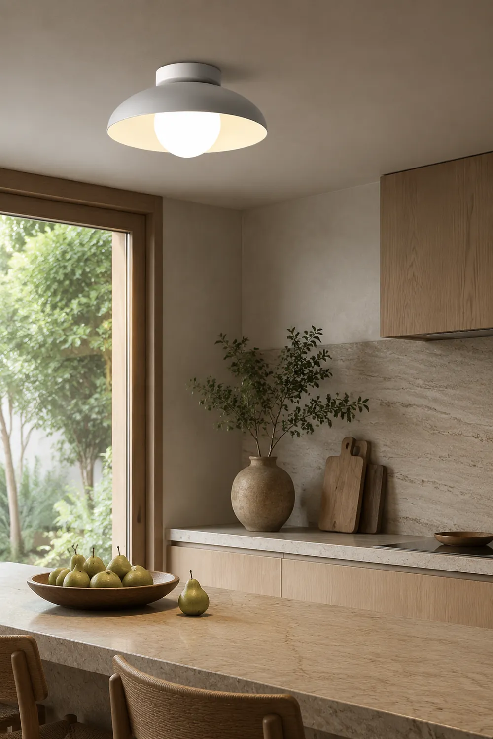 Minimalist White Metal Round Ceiling Light - Lumpaz