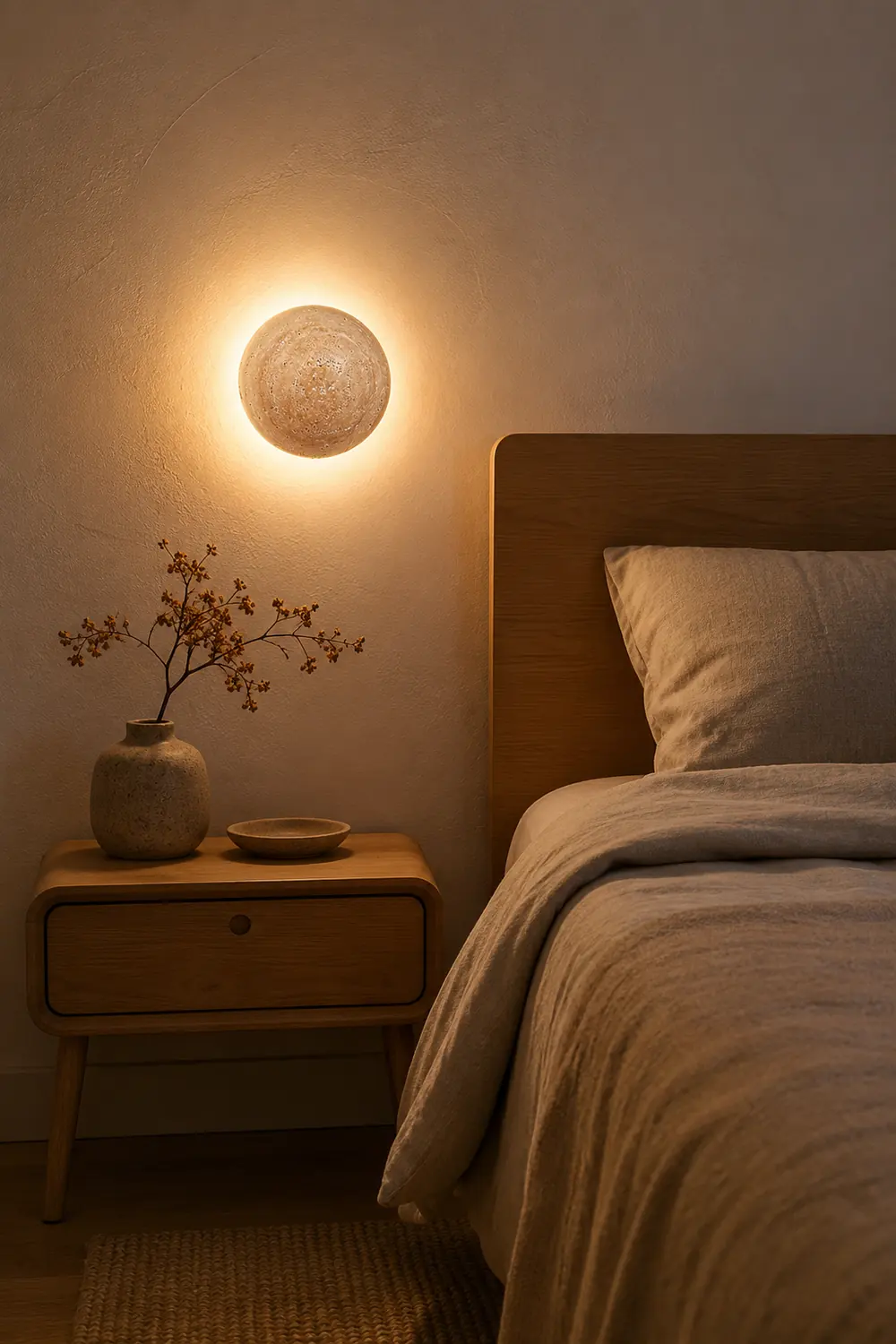 Round Travertine Wall Lamp - Lumpaz