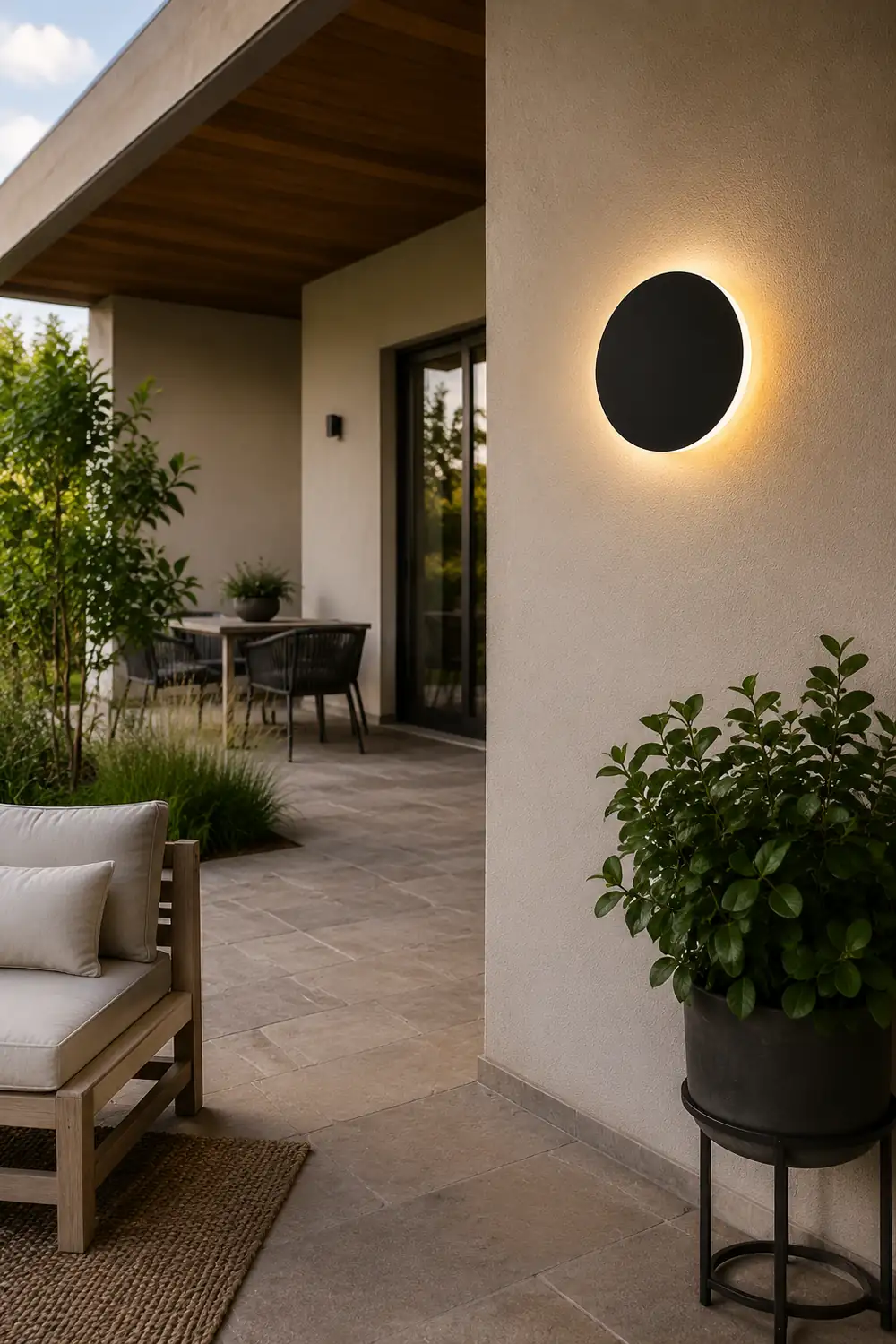 Minimalist Round Metal LED Outdoor Wall Light - Lumpaz