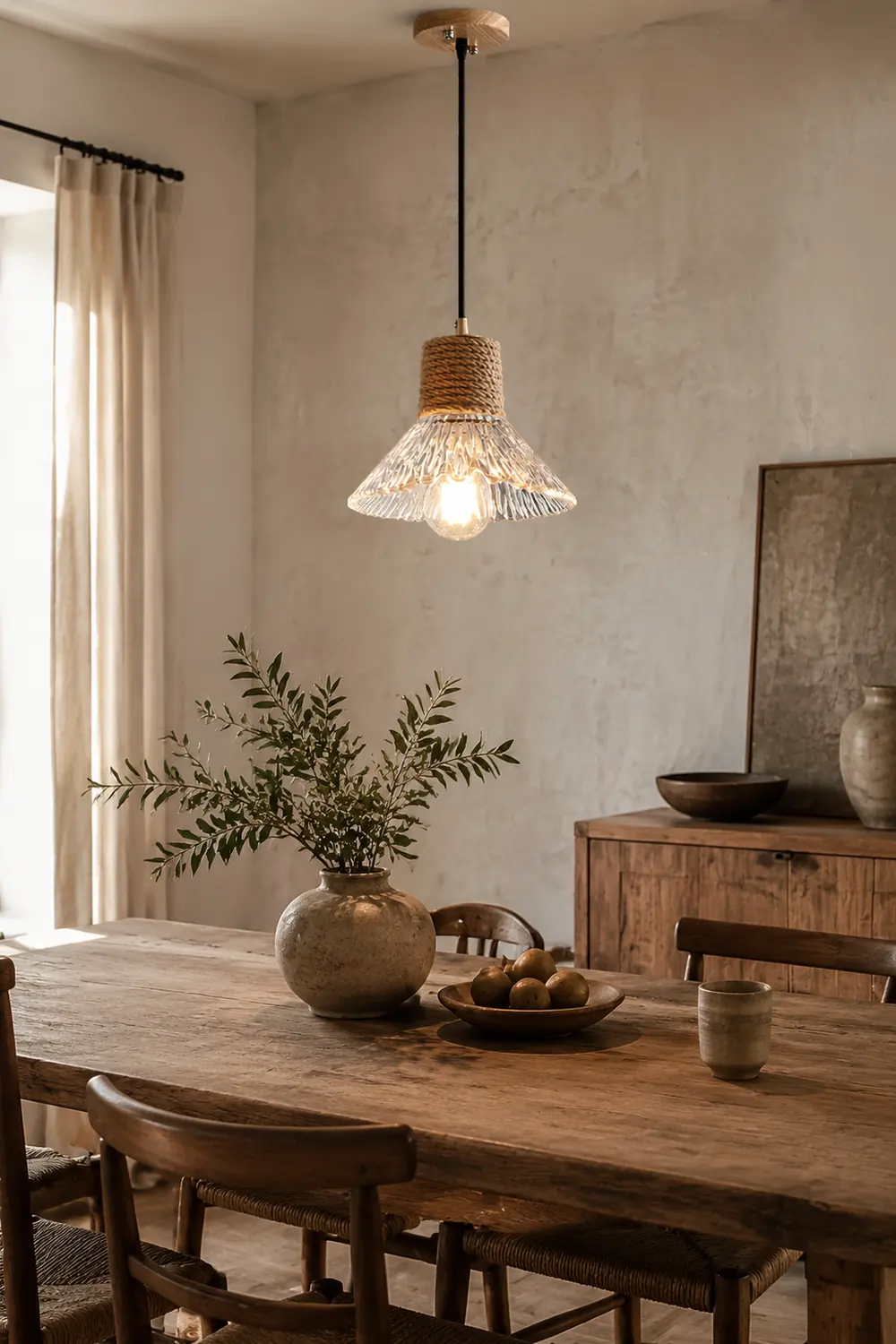 Hemp Rope Glass Pendant Lamp - Lumpaz
