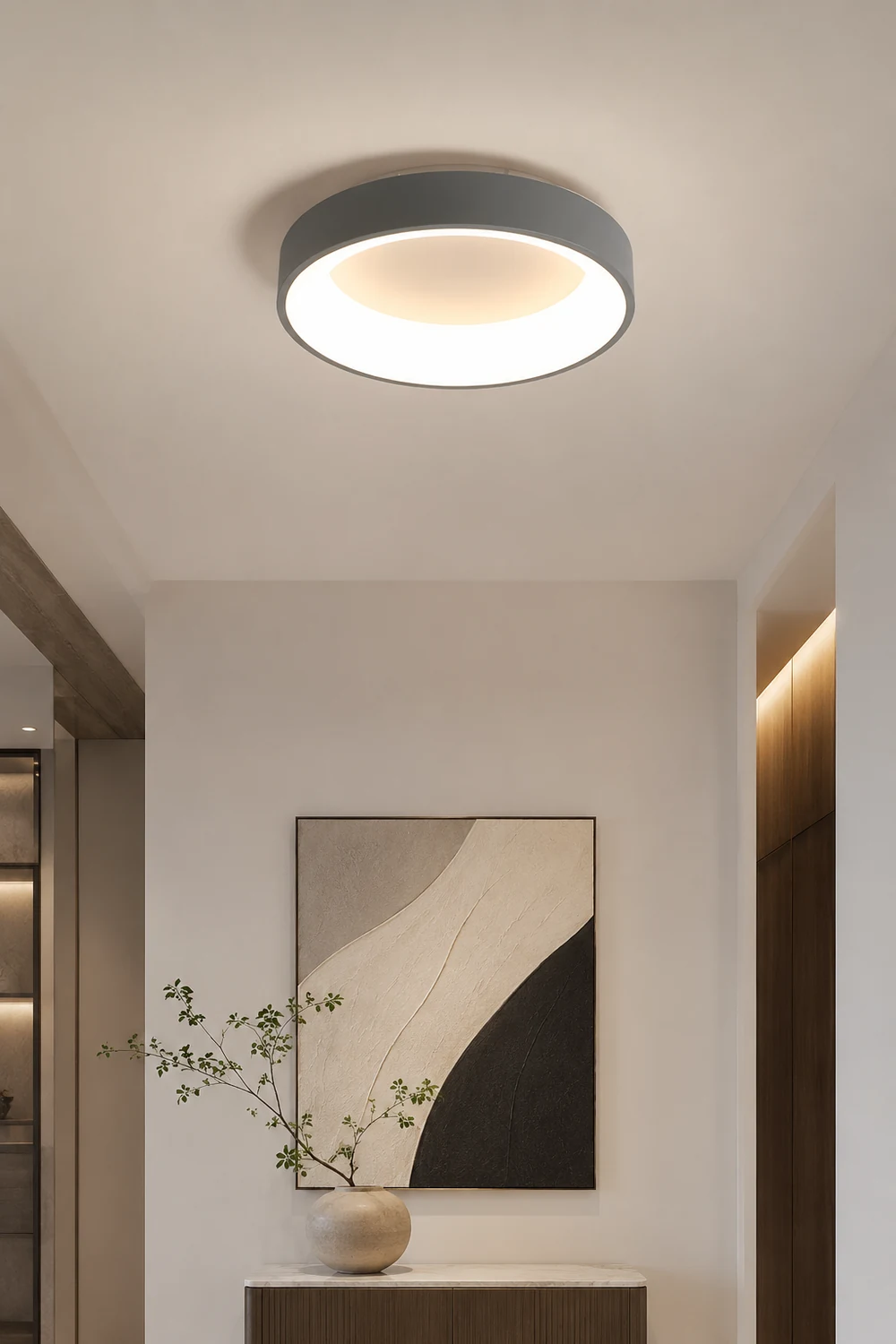 Scandinavian Grey Round LED Ceiling Light - Lumpaz