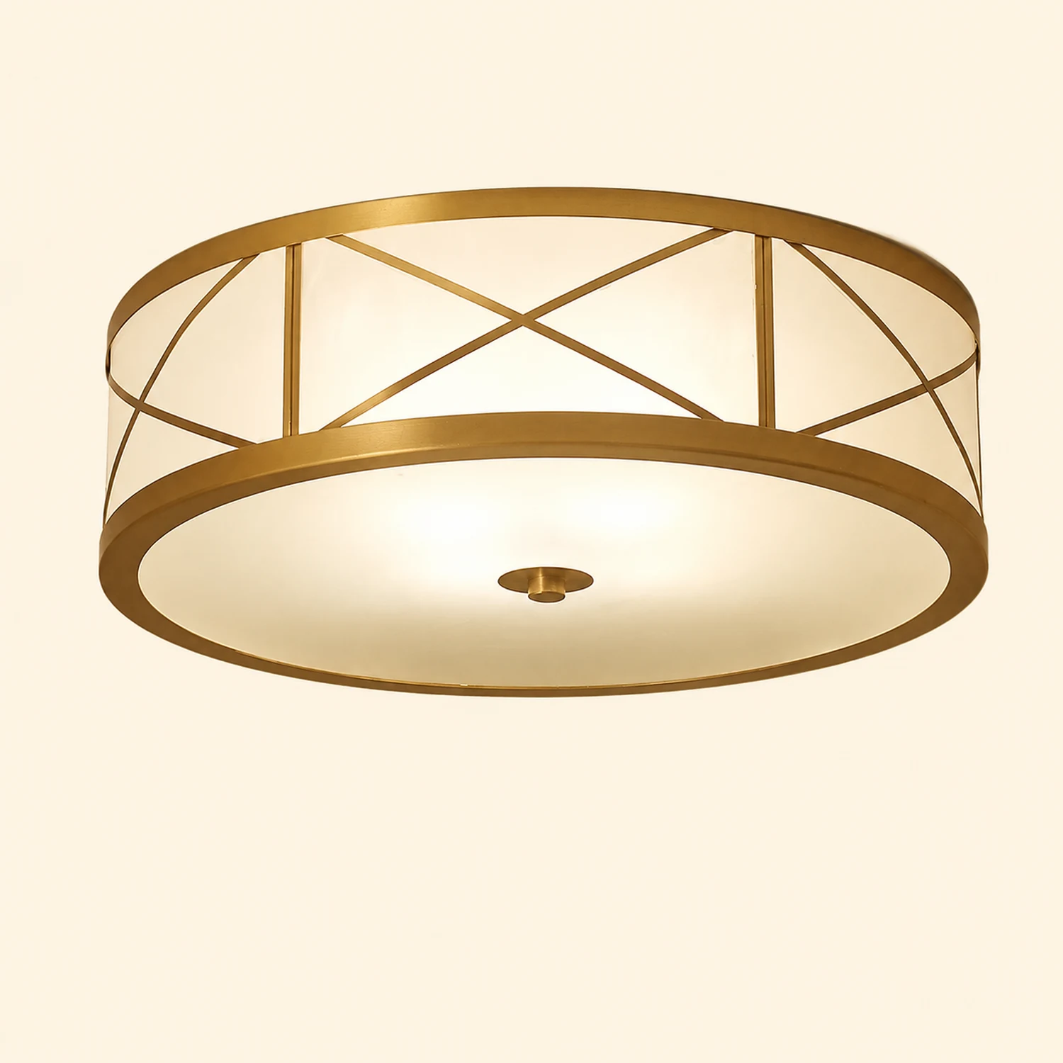 Antique Geometry Glass Drum Ceiling Light - Lumpaz