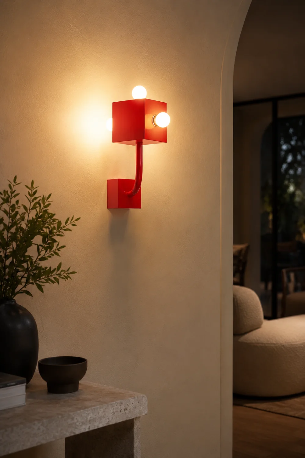 Red Cube Wall Lamp - Lumpaz