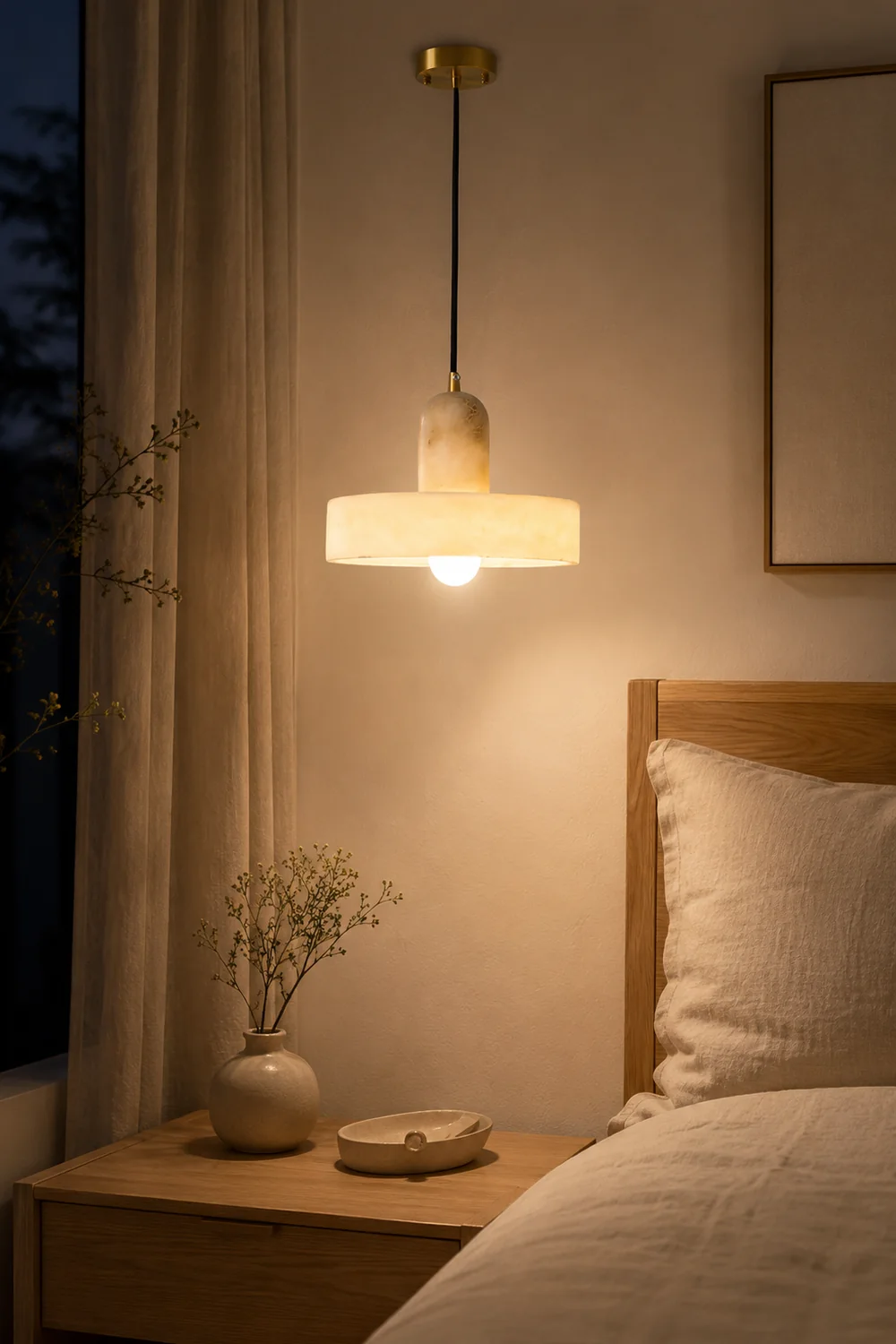 Disc Orb Alabaster Pendant Lamp - Lumpaz