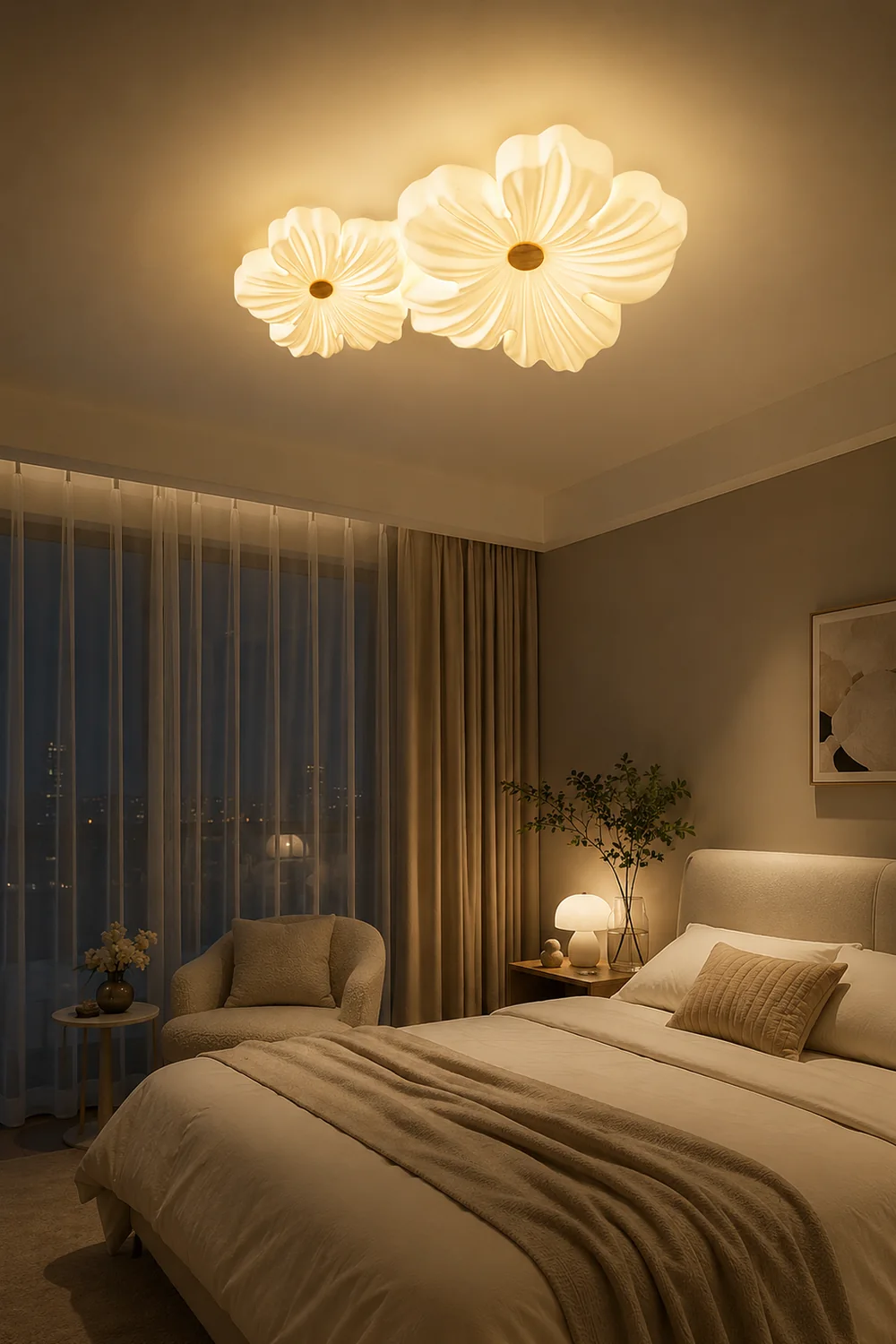 Cream Flower Ceiling Lamp - Lumpaz
