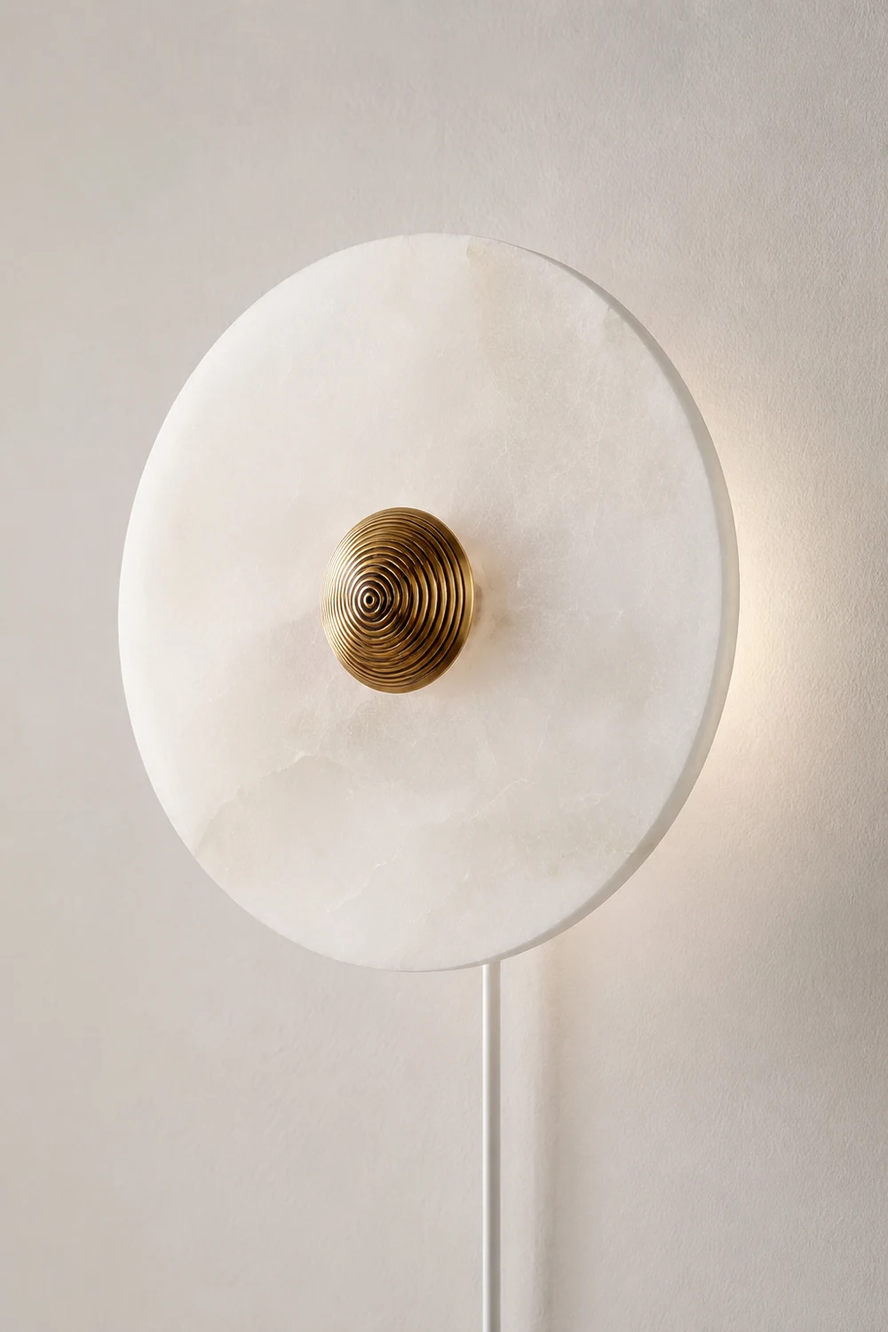 Round Alabaster Plug In Wall Lamp - Lumpaz