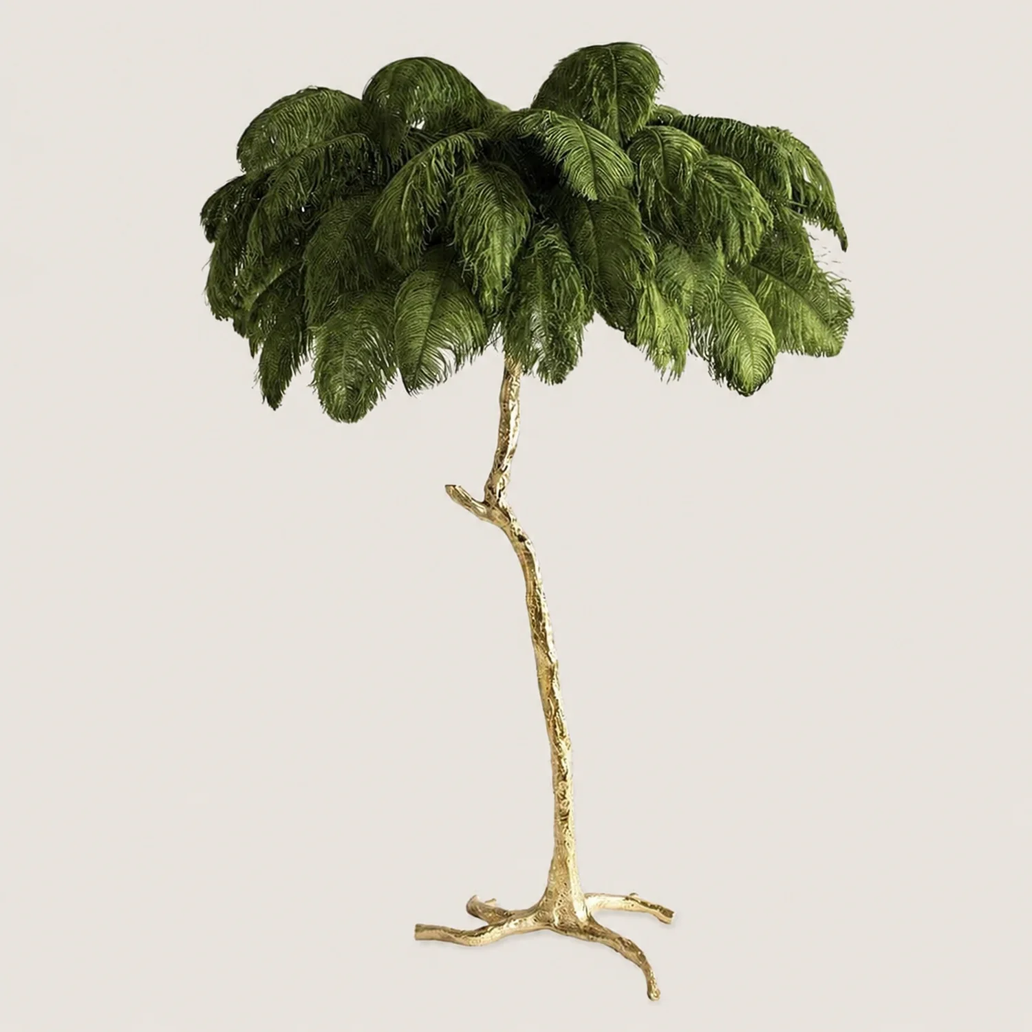 Ostrich Feather Brass Floor Lamp - Lumpaz