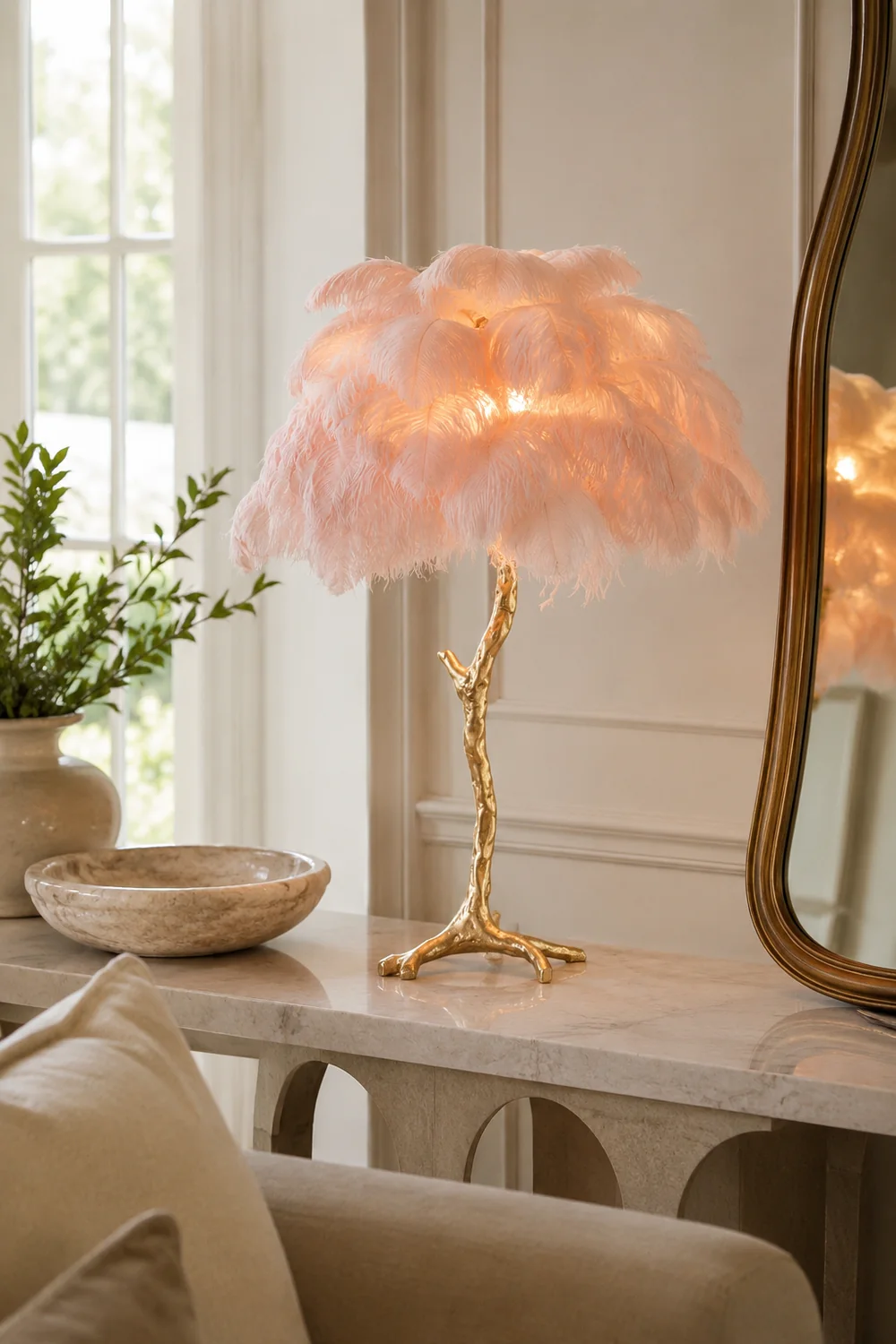 Ostrich Feather Table Lamp - Lumpaz