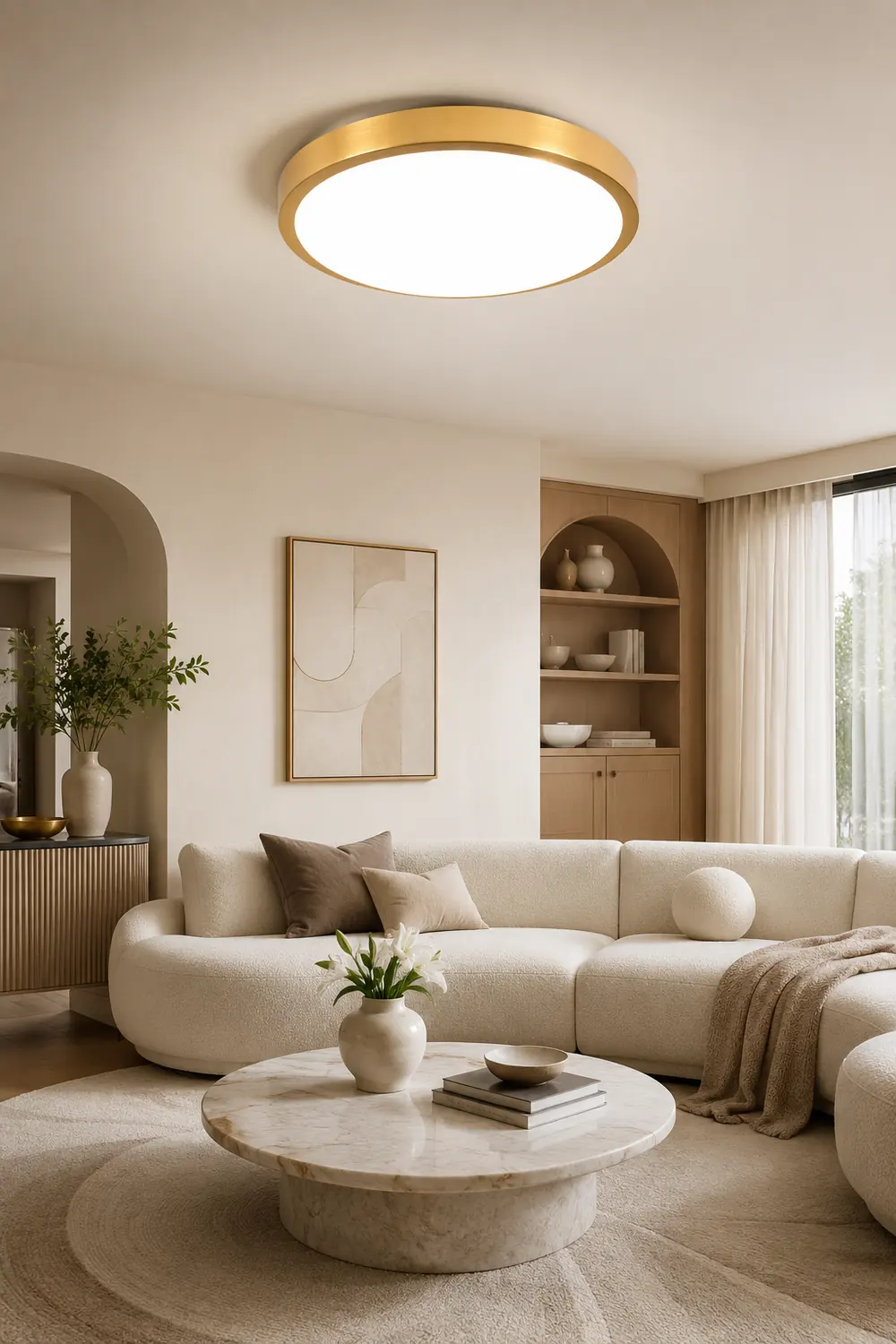 Gold Vintage Round Flush Mount Ceiling Light - Lumpaz