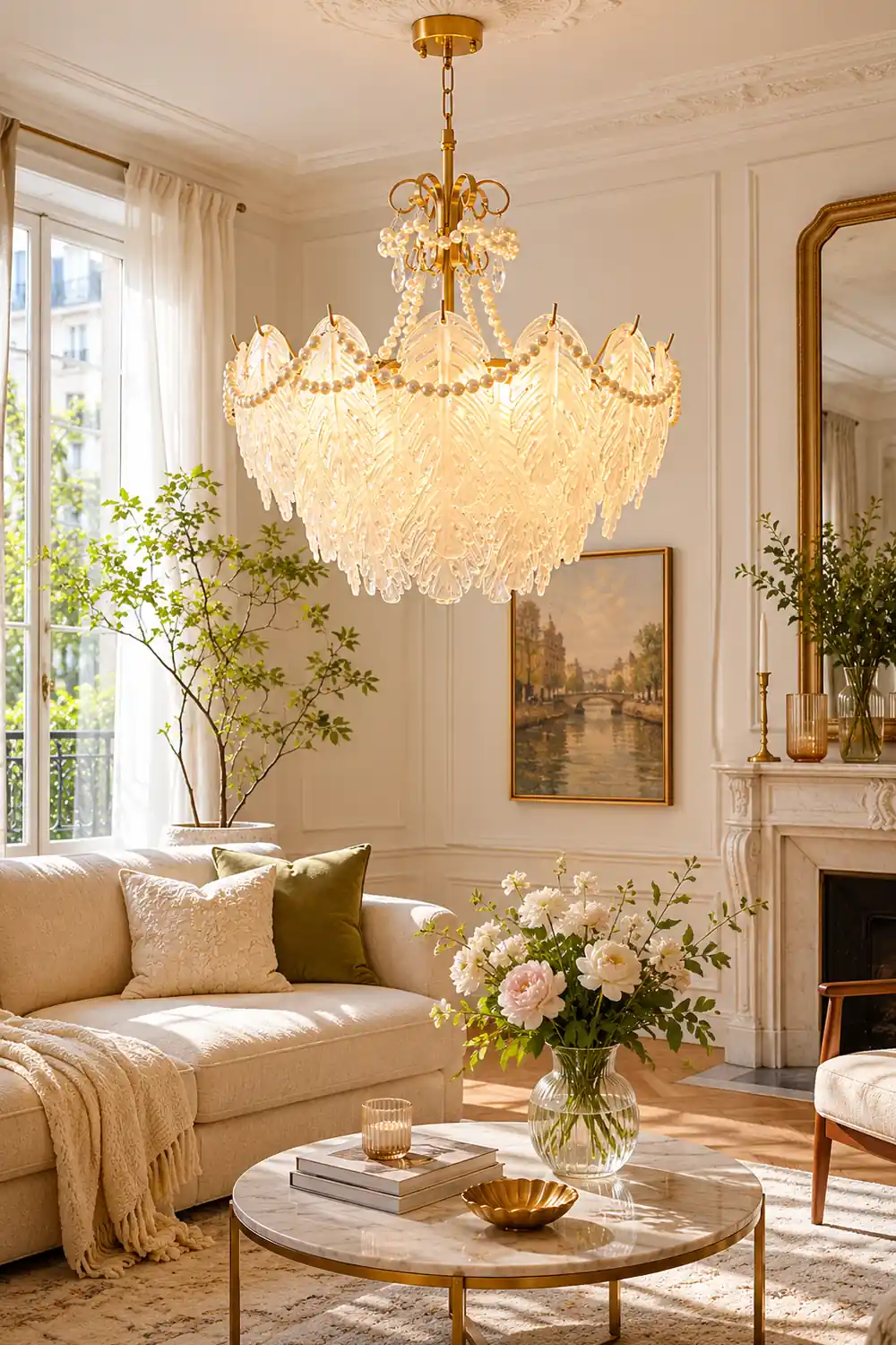 Feather Glass Chandelier - Lumpaz