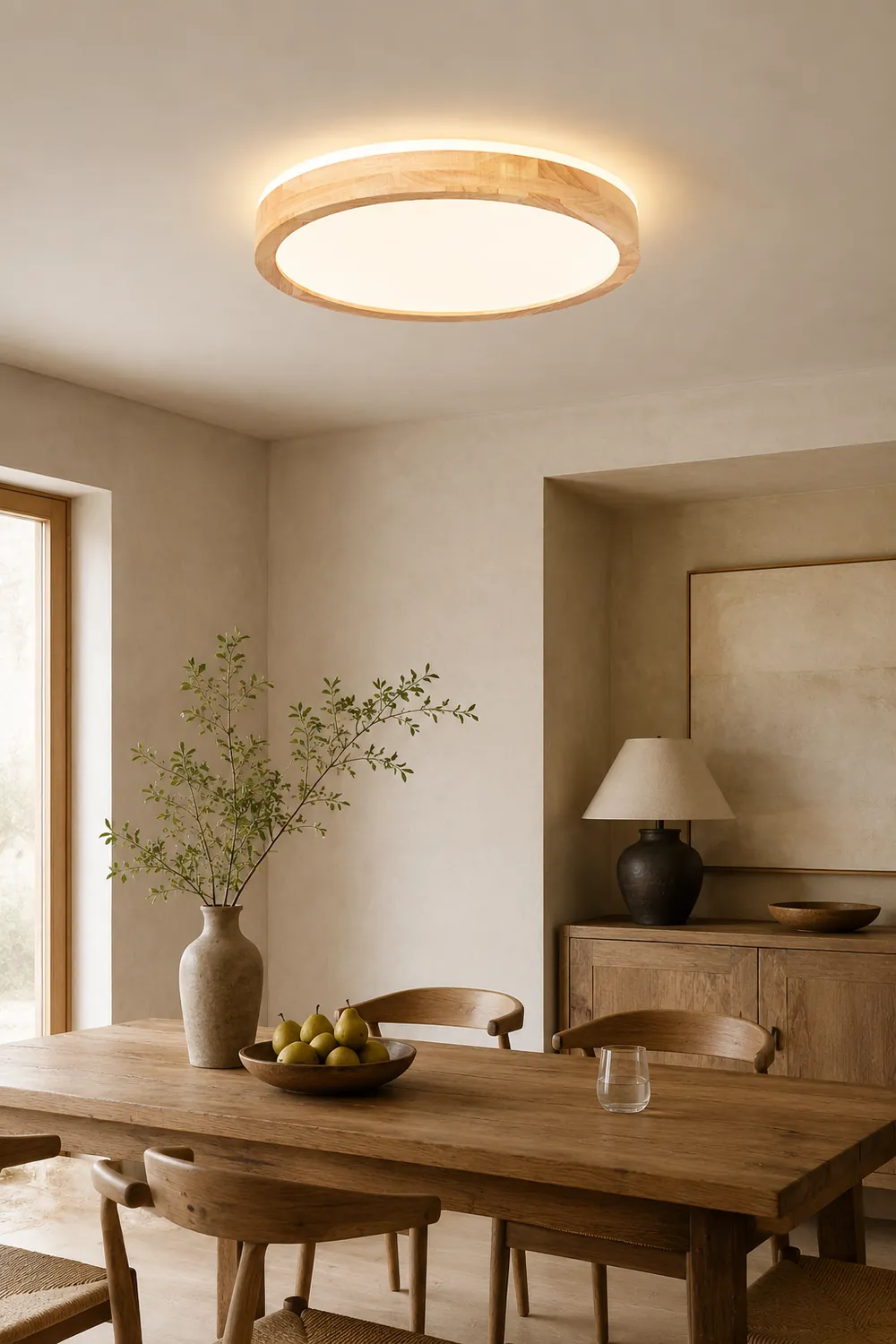 Natural Wood LED Round Ceiling Light - Lumpaz