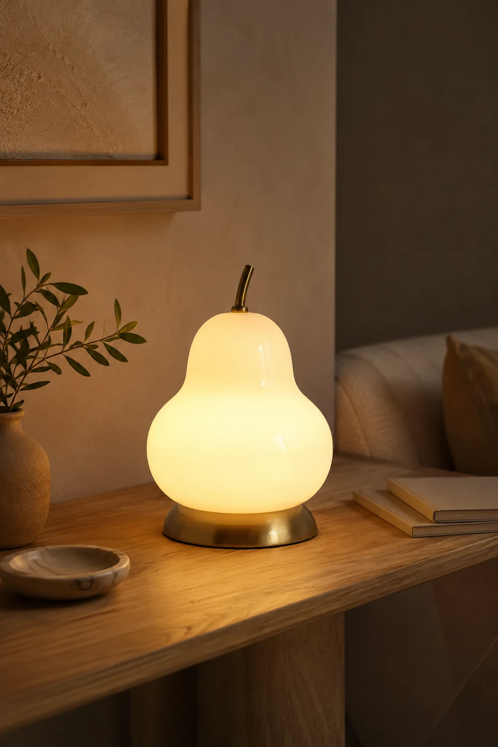 Pear Glass Built-in Battery Table Lamp - Lumpaz