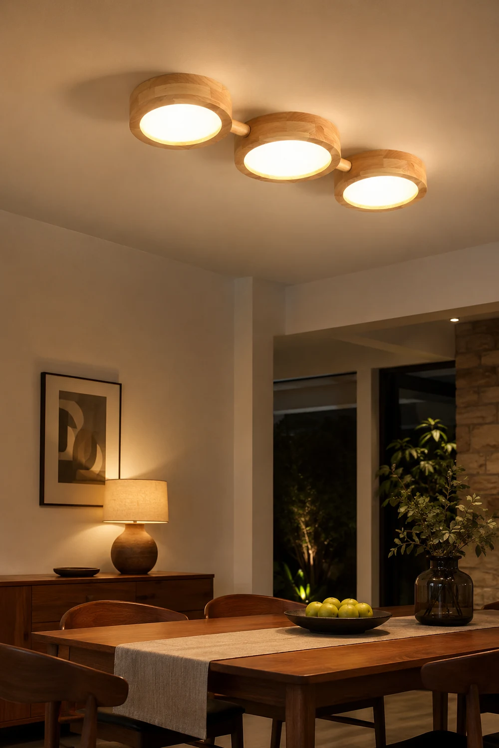 Multi-Heads Wood Retro LED Ceiling Light - Lumpaz