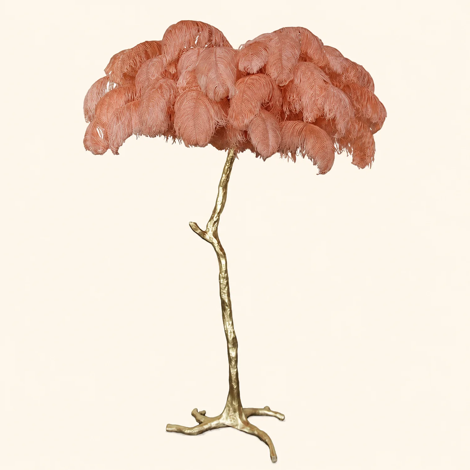 Ostrich Feather Brass Floor Lamp - Lumpaz