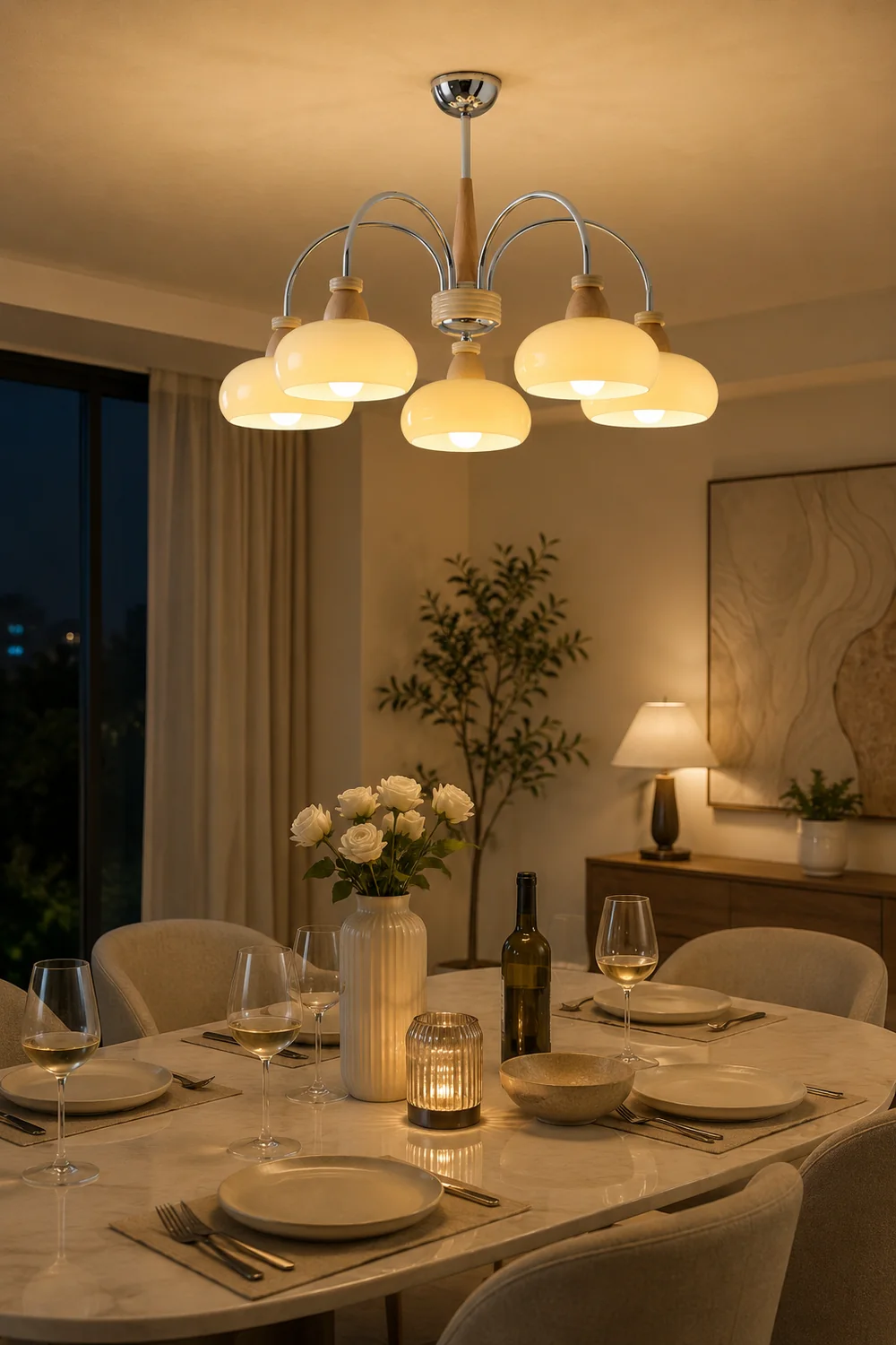 Persimmon Wood Chandelier - Lumpaz
