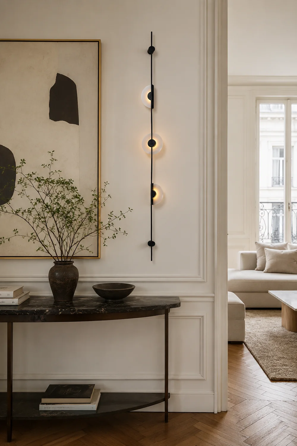 Black Slender Alabaster Wall Lamp - Lumpaz