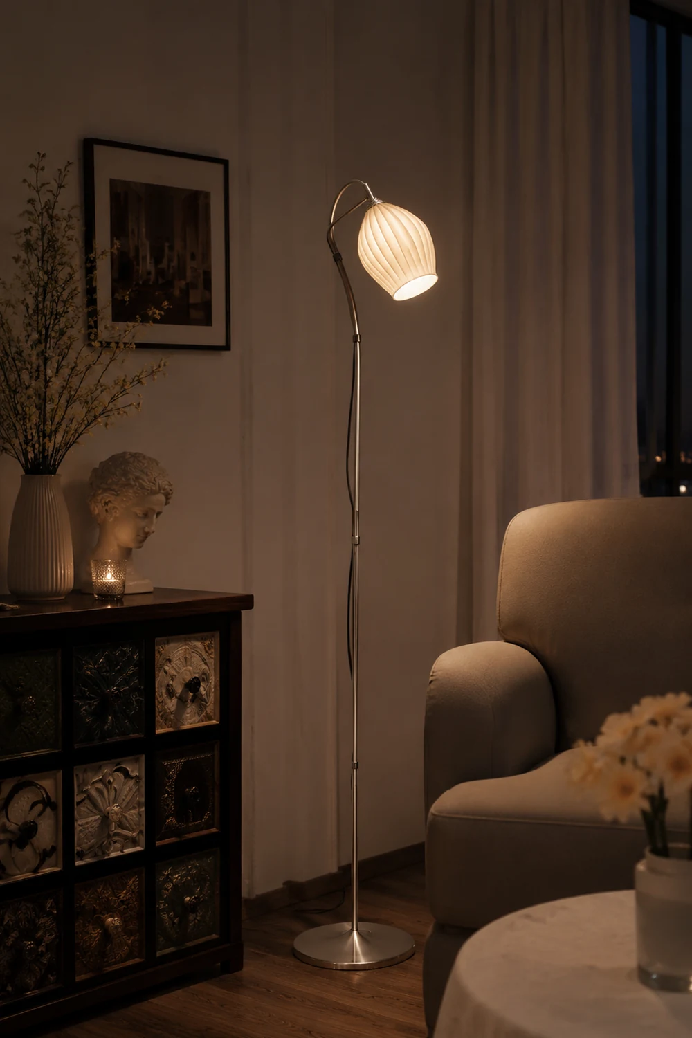 Ceramic Ribbed Floor Lamp - Lumpaz