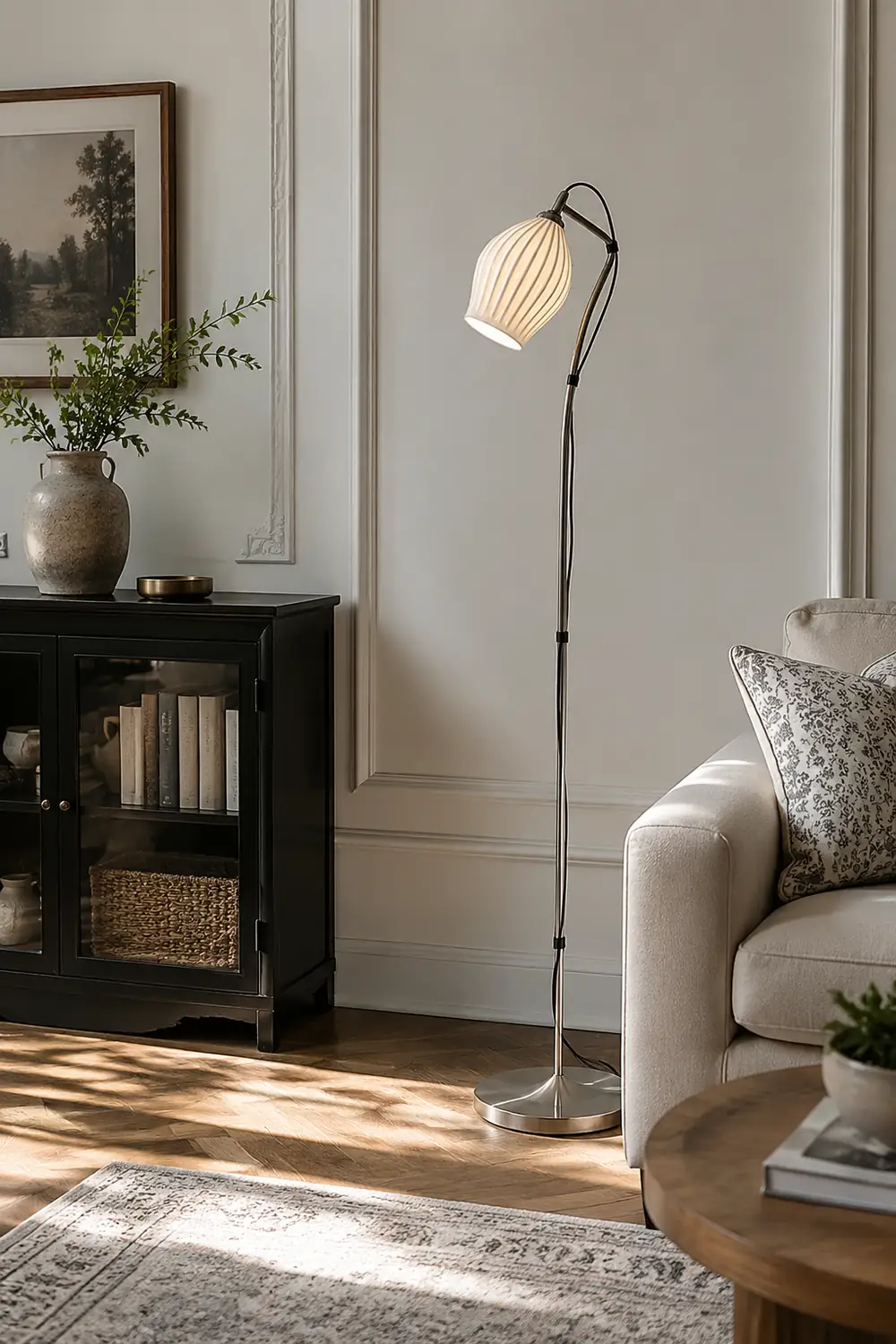 Ceramic Ribbed Floor Lamp - Lumpaz