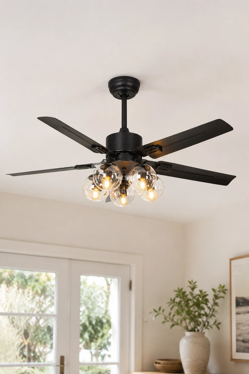 Glass Ball Ceiling Fan Light - Lumpaz