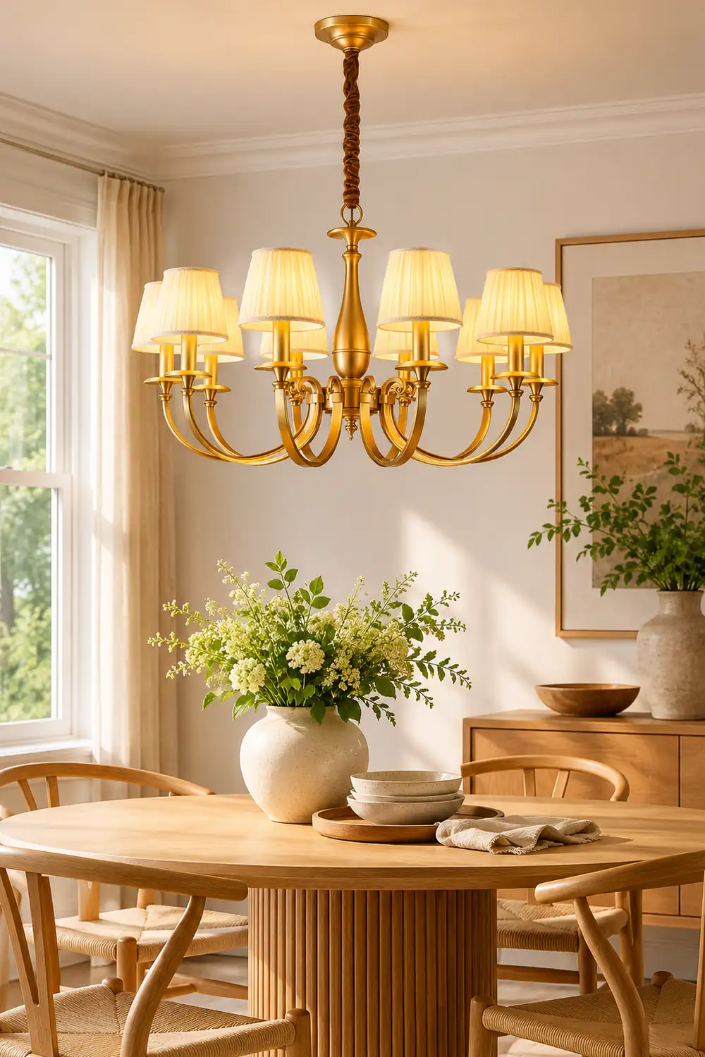 Pleated Brass Chandelier - Lumpaz