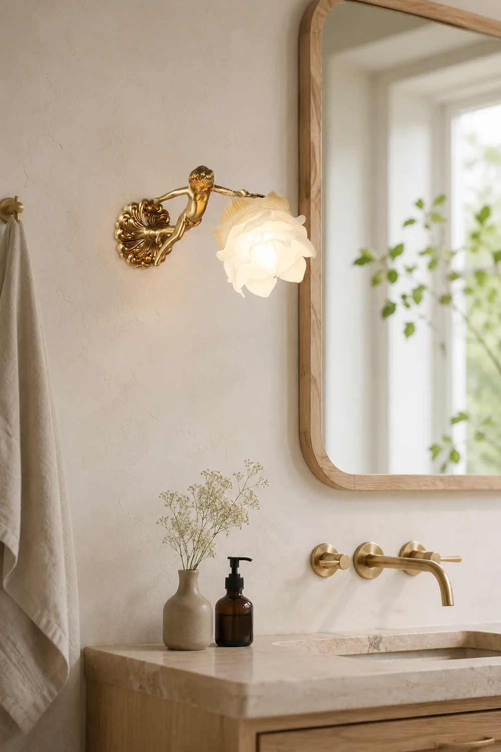 Putti Statuettes Brass Wall Lamp - Lumpaz