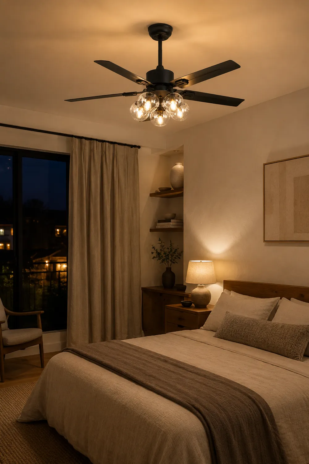 Glass Ball Ceiling Fan Light - Lumpaz
