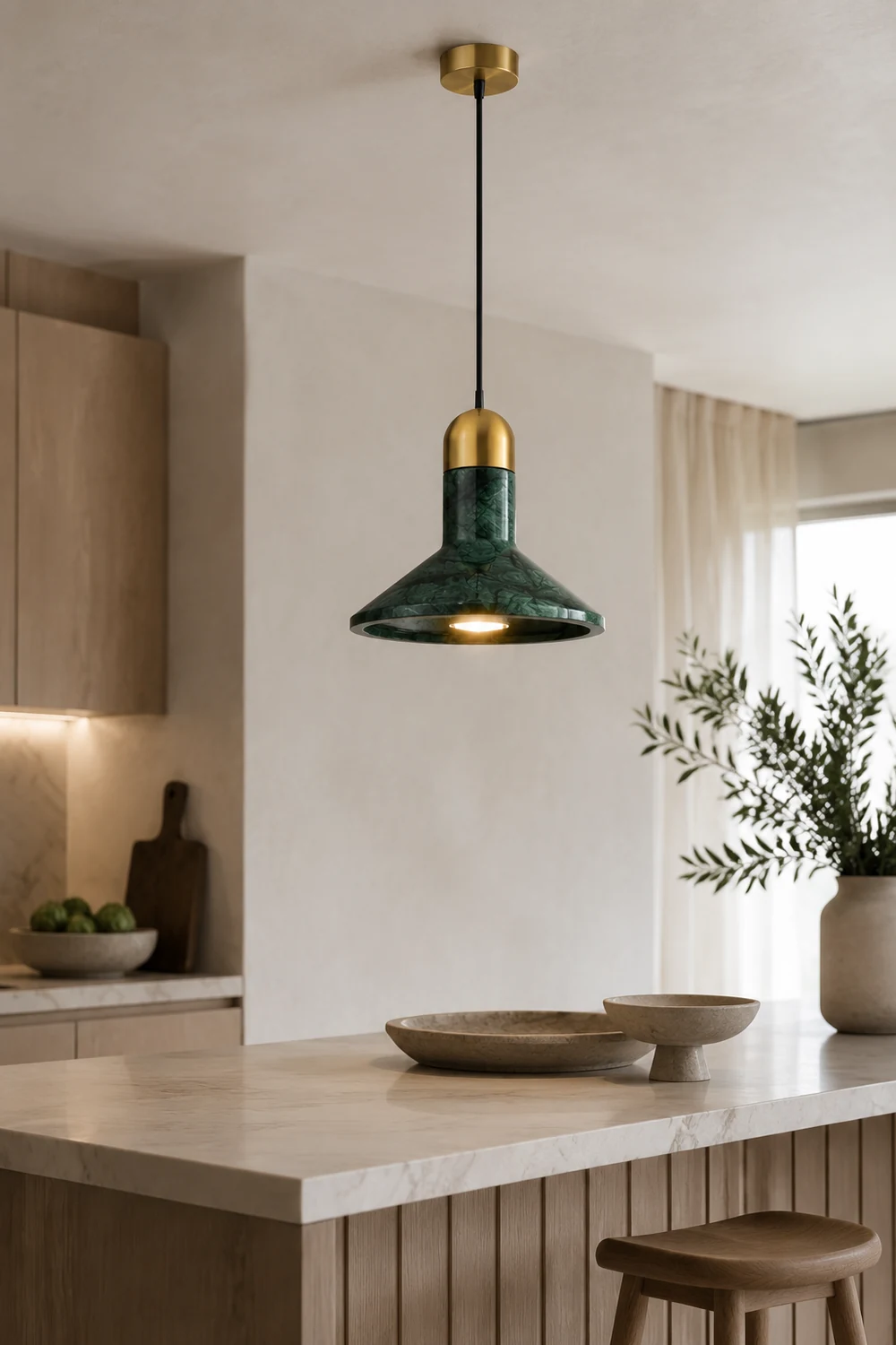 Cone Marble Pendant Light - Lumpaz