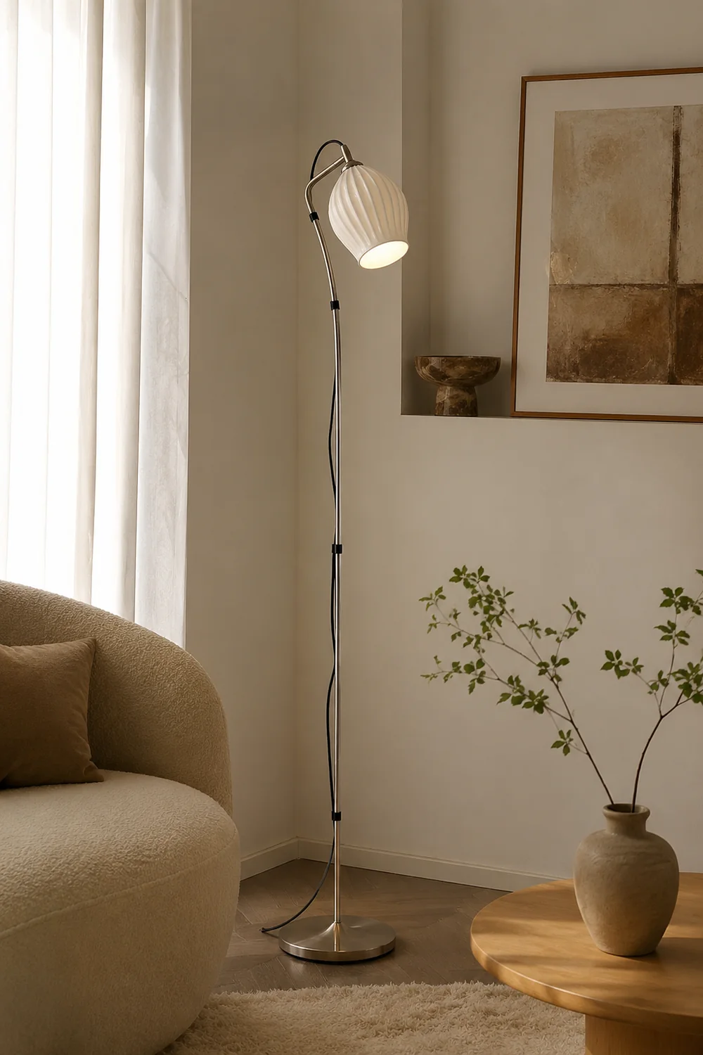 Ceramic Ribbed Floor Lamp - Lumpaz