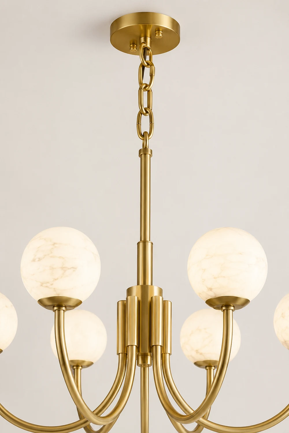 Brass Alabaster Round Chandelier - Lumpaz