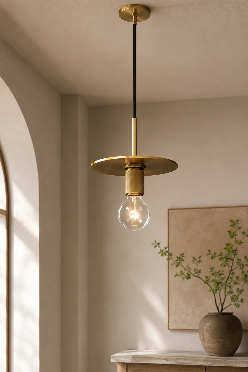 Armed Brass Pendant Lamp - Lumpaz