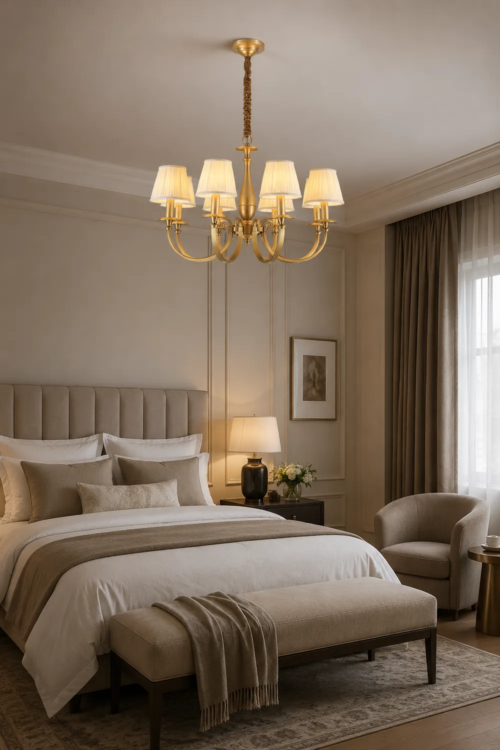 Pleated Brass Chandelier - Lumpaz