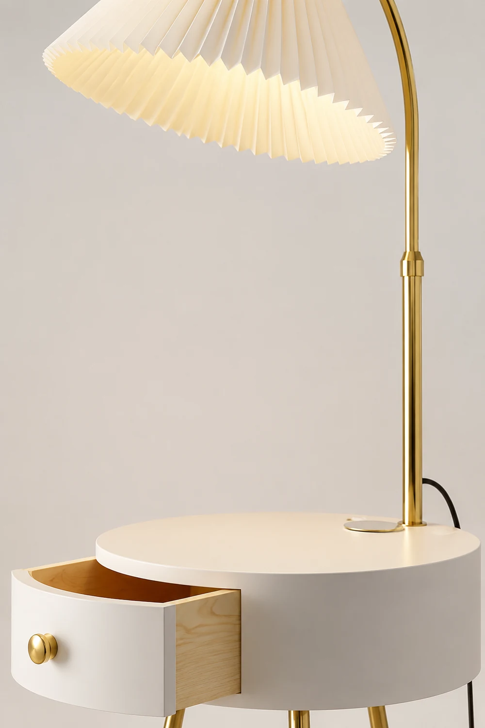 Pleated Fabric Drawer Floor Lamp - Lumpaz