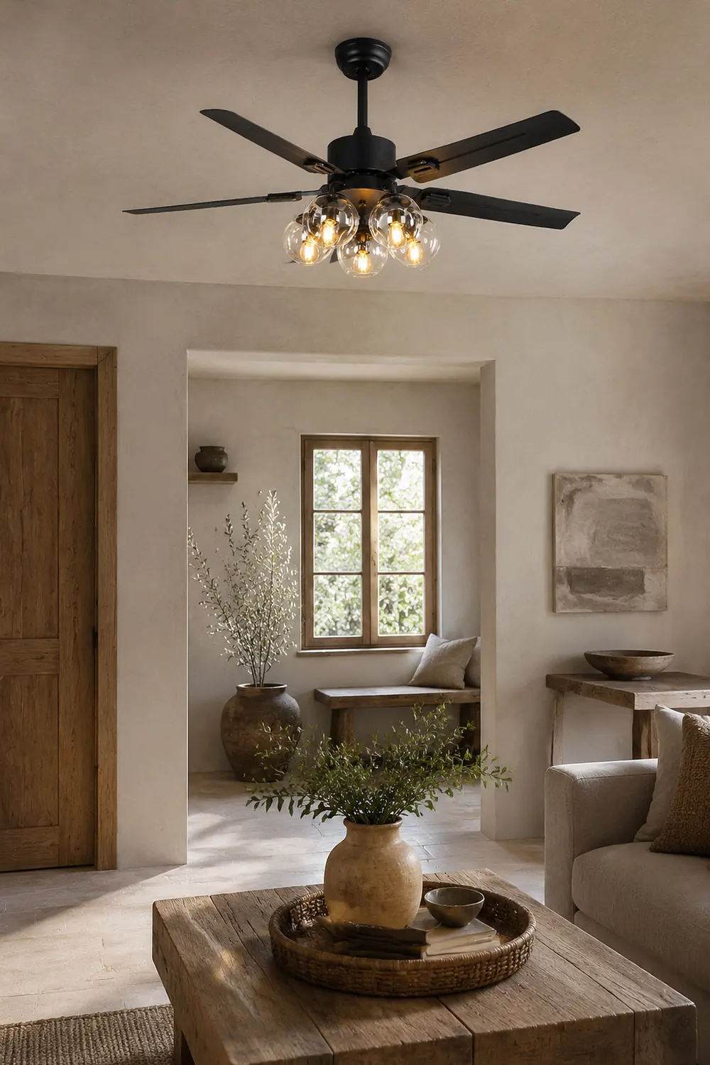 Glass Ball Ceiling Fan Light - Lumpaz