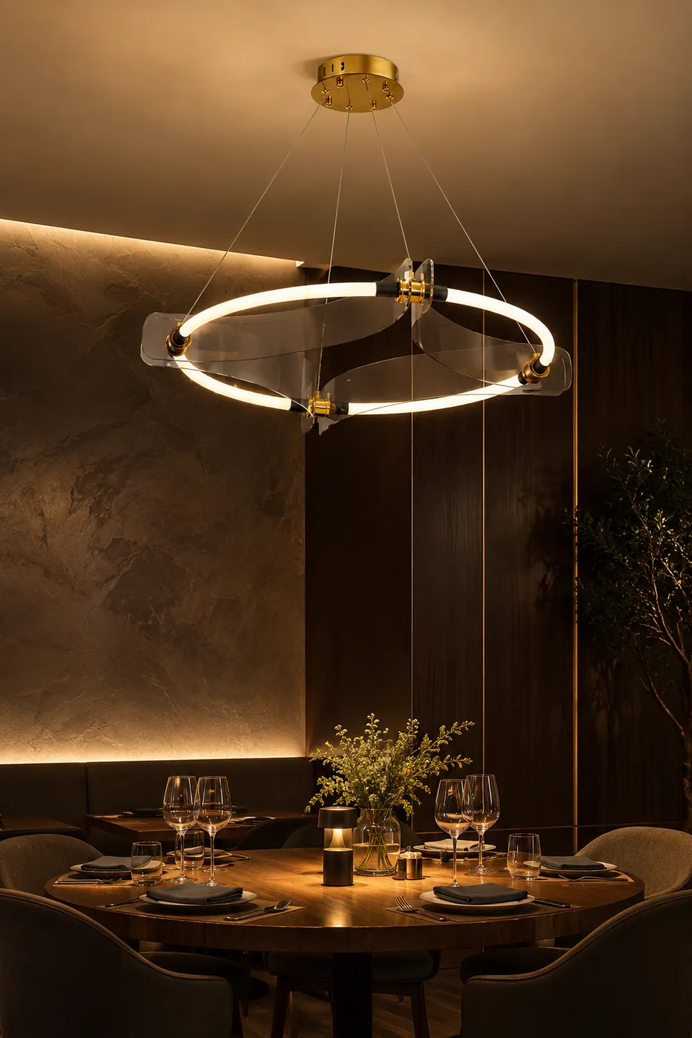 Four Acrylics Round Chandelier - Lumpaz