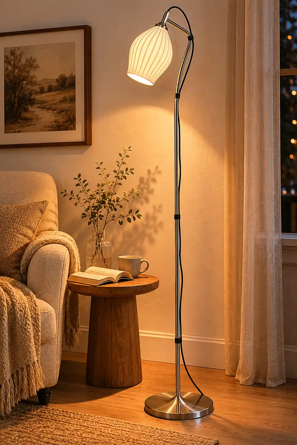 Ceramic Ribbed Floor Lamp - Lumpaz