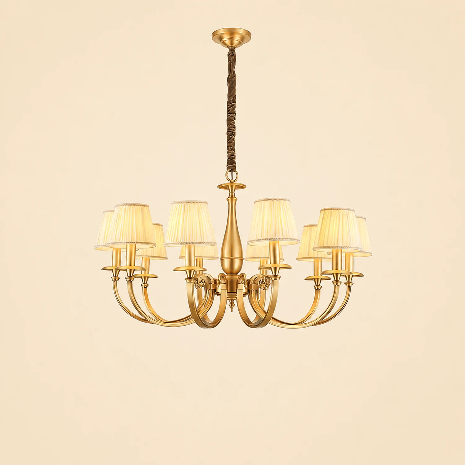Pleated Brass Chandelier - Lumpaz