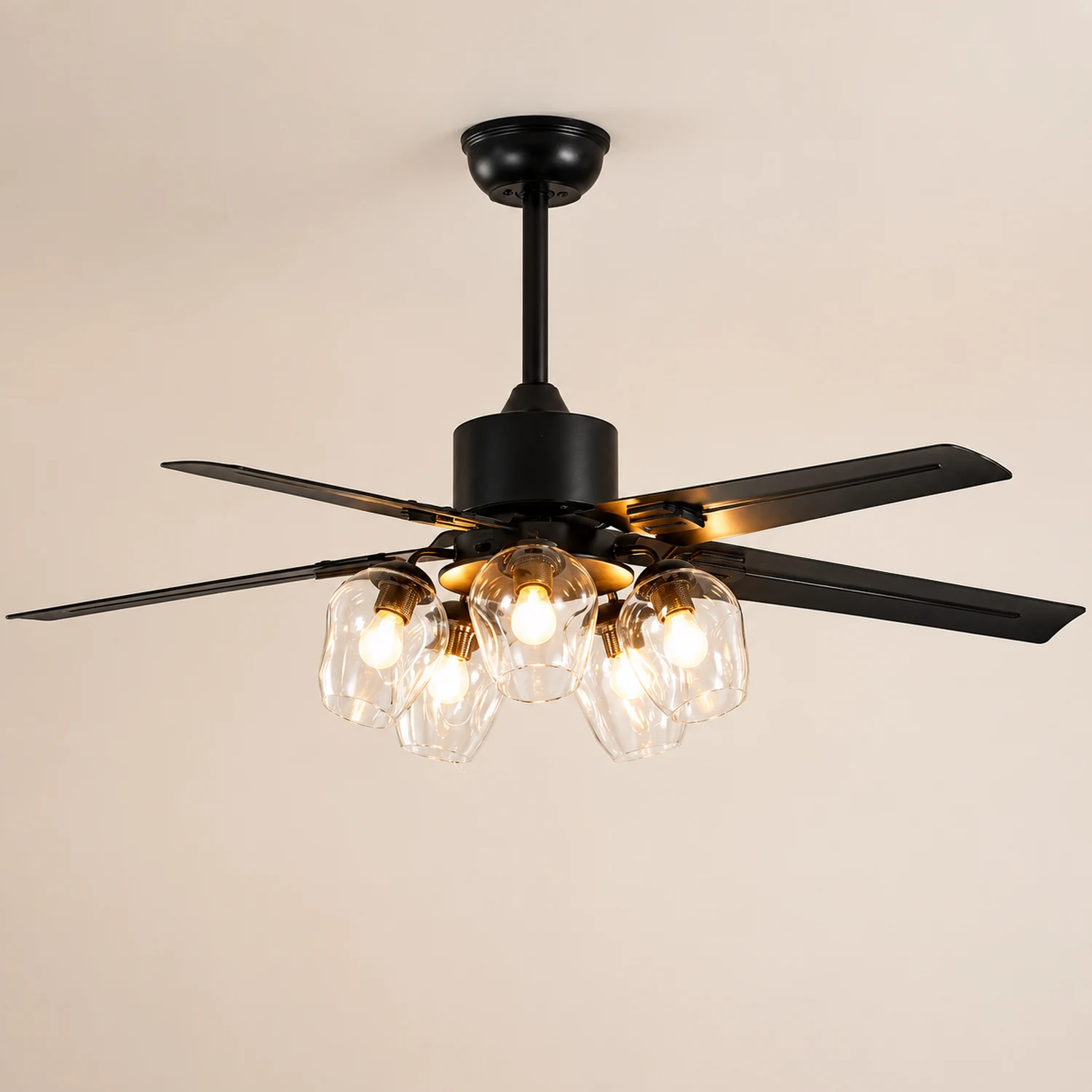 Glass Ball Ceiling Fan Light - Lumpaz