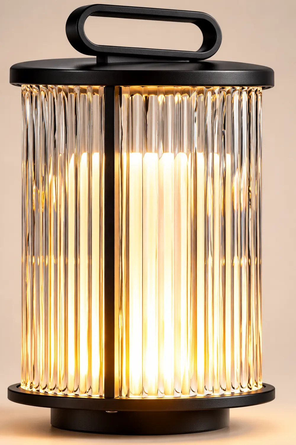 Line Glass Lantern Solar Table Lamp - Lumpaz