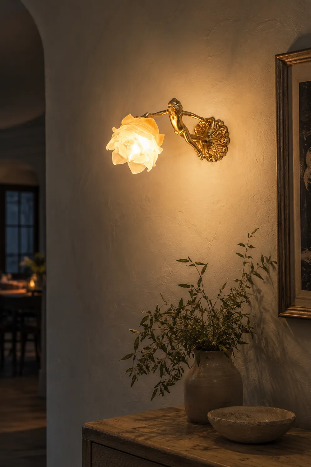 Putti Statuettes Brass Wall Lamp - Lumpaz
