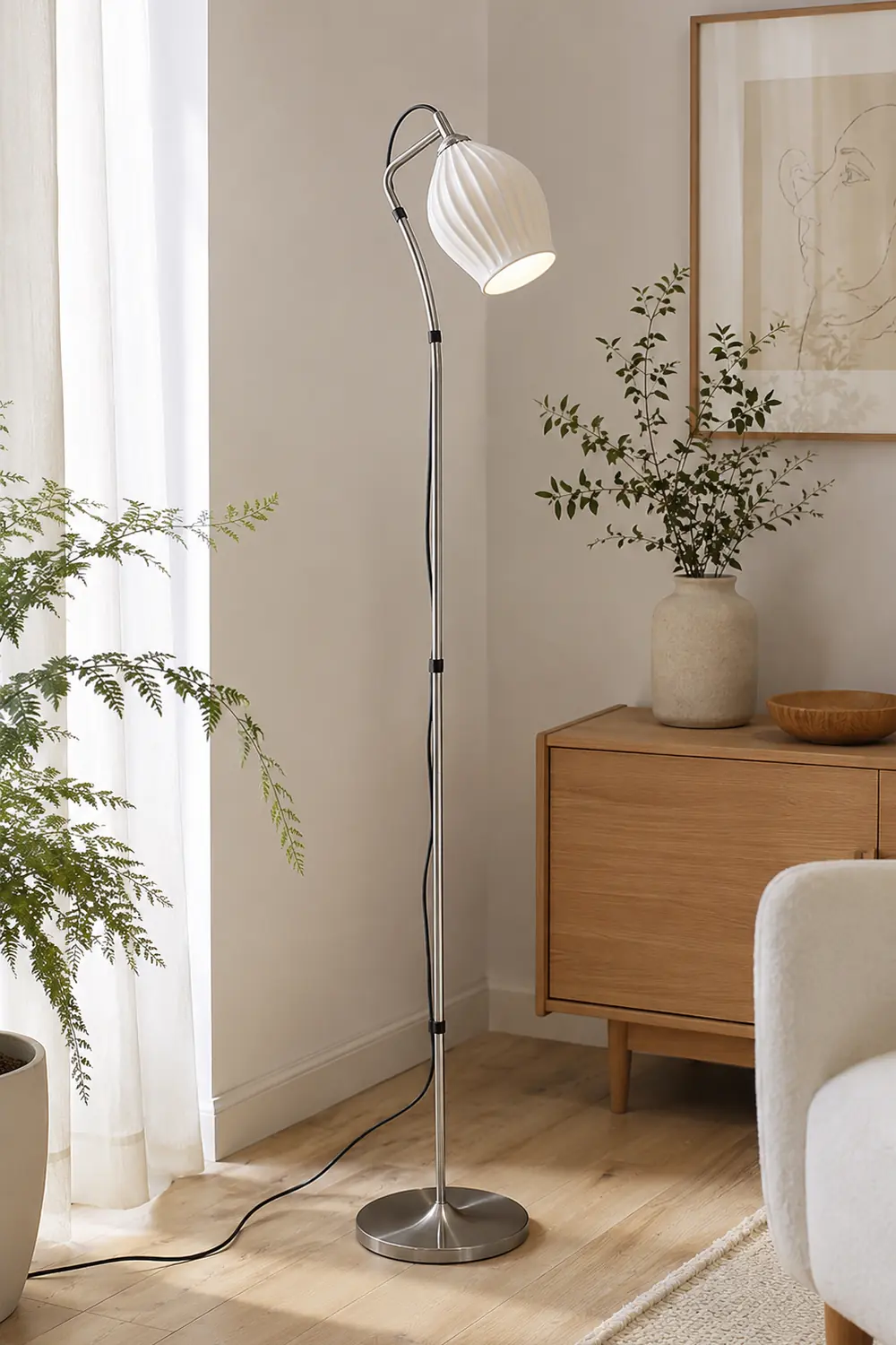Ceramic Ribbed Floor Lamp - Lumpaz