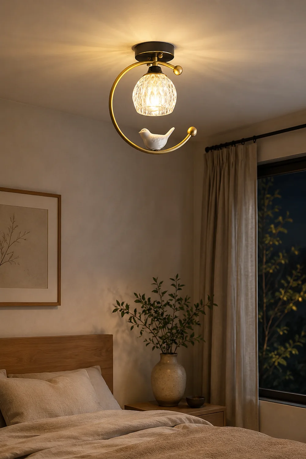 Ceramic Bird Ceiling Lamp - Lumpaz