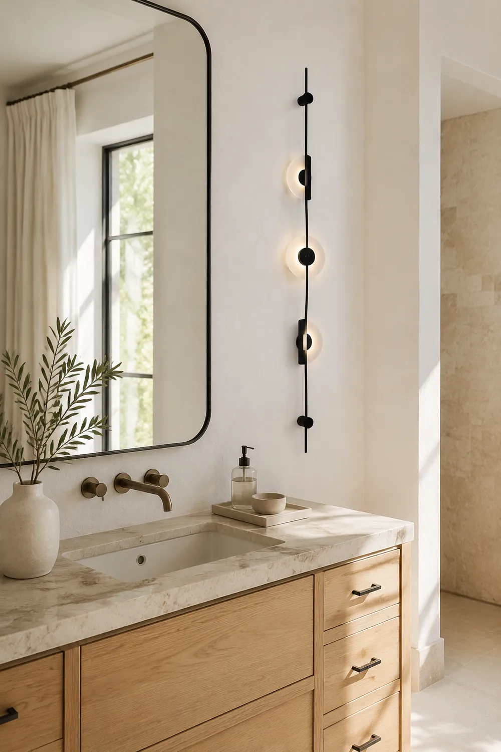 Black Slender Alabaster Wall Lamp - Lumpaz